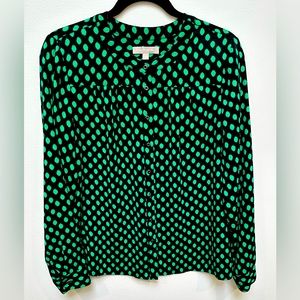 Banana Republic - Size M - Black and Green Long Sleeve Blouse